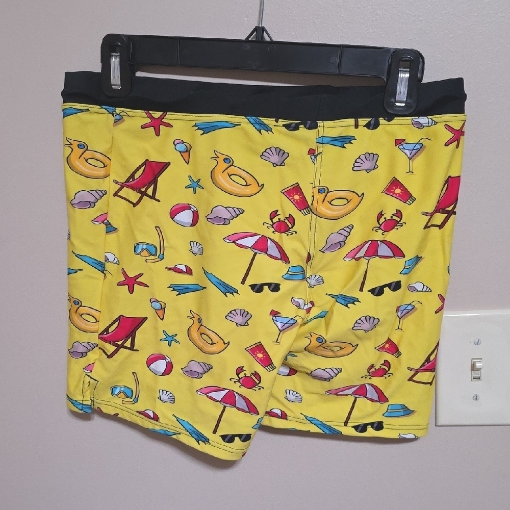 Yellow Patterned Swim Trunks - Picture 3 of 4
